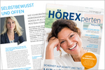 Cover HÖREXperten Magazin und eine Innenseite mit Audio Coach Jana Verheyen